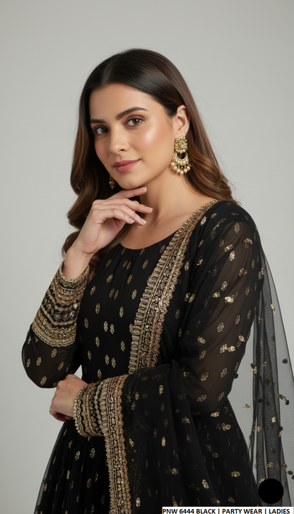 Pakistani women's chiffon straight shirt with plazo side view