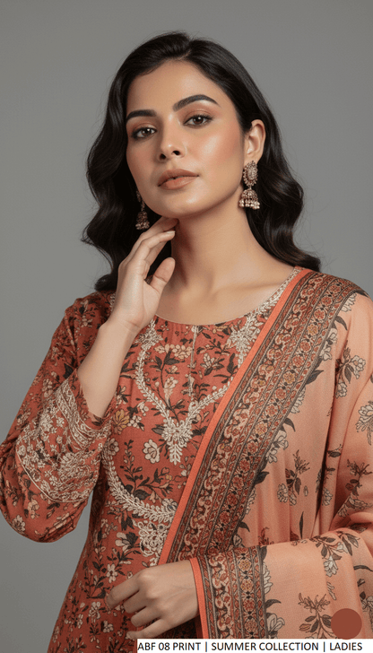Pakistani women's lawn A-Line printed casual shirt side view