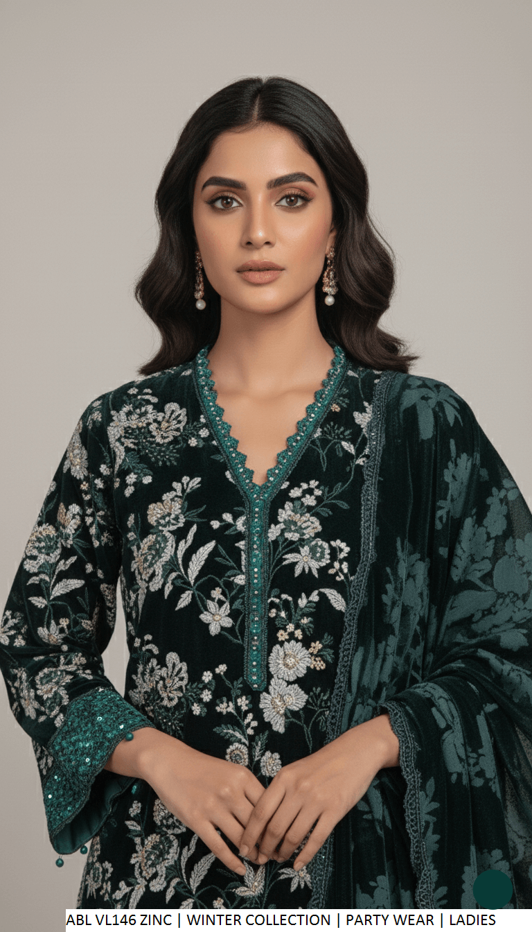 Zinc grey velvet Pakistani women's A-Line shirt side view