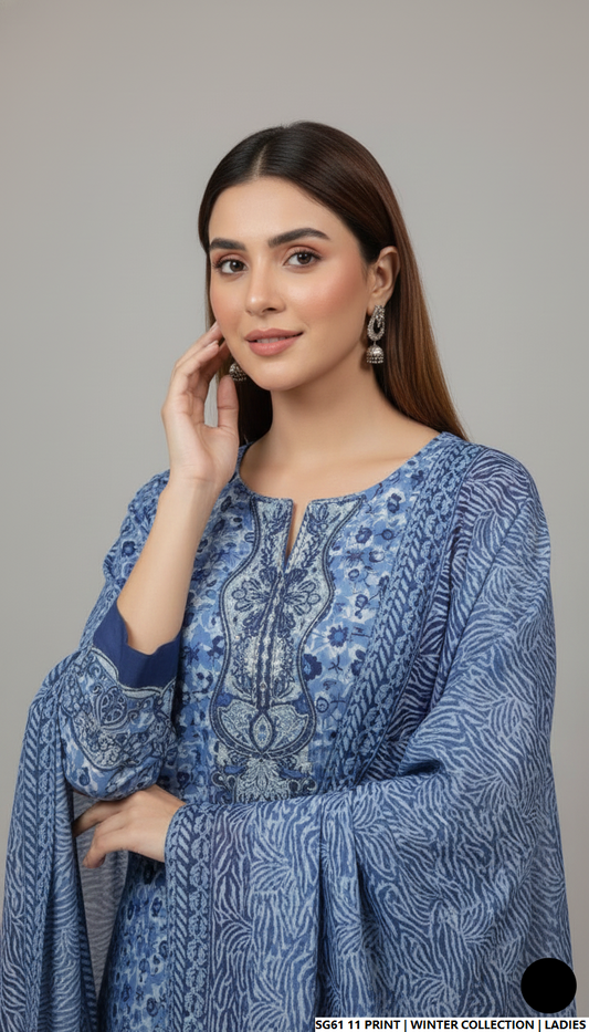 Pakistani women's lawn A-Line printed casual shirt side view