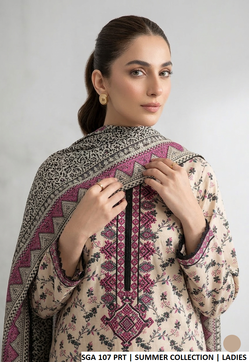 Pakistani women's lawn straight printed casual shirt side view