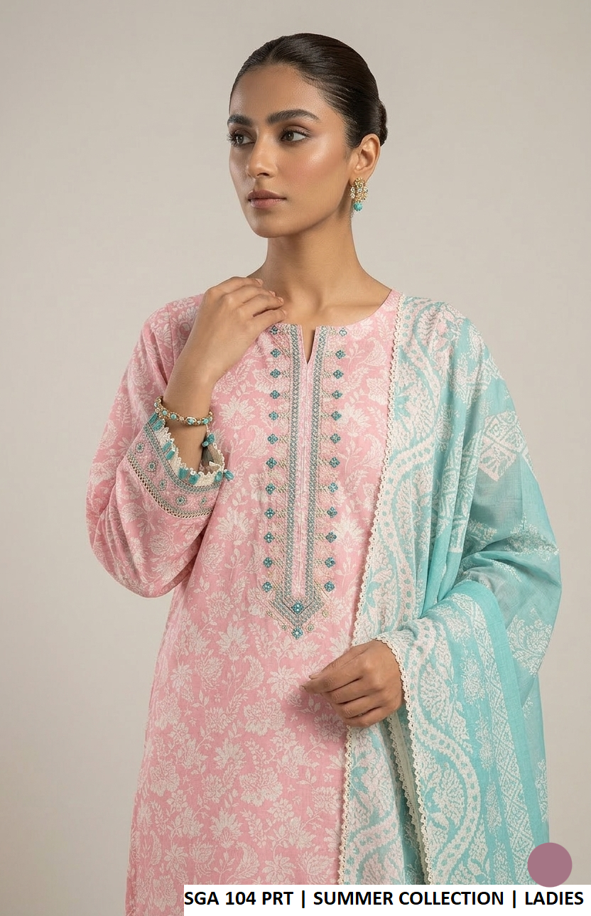Pakistani women's lawn A-Line printed casual shirt side view