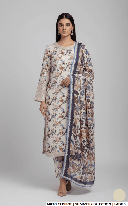 Lawn straight printed shirt - Pakistani women's casual summer outfit with digital print dupatta front view