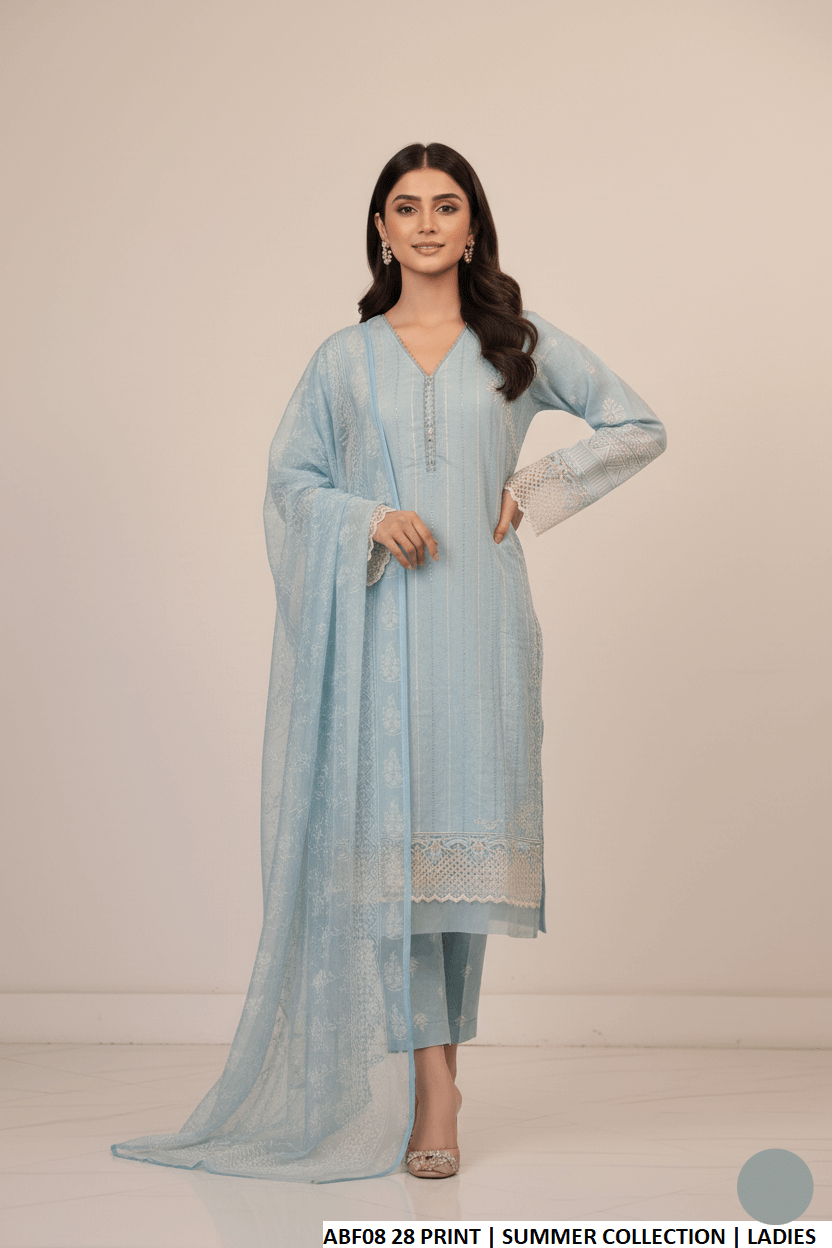 Pakistani women's lawn straight printed casual outfit back view