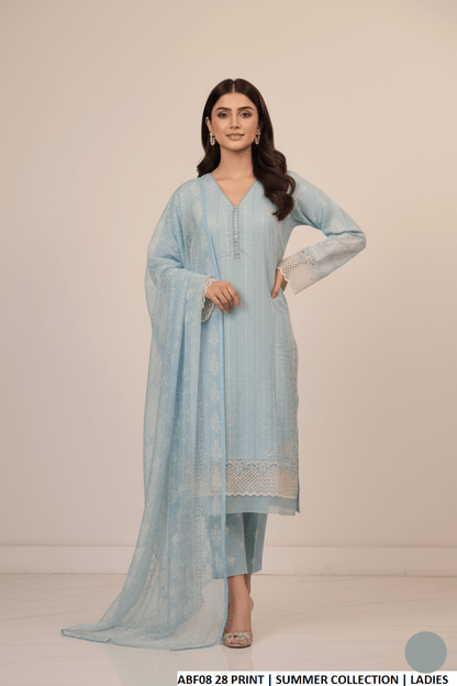 Pakistani women's lawn straight printed casual outfit back view