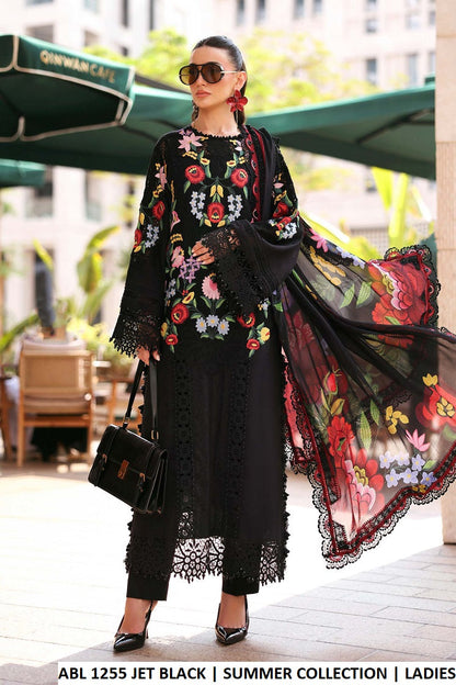 Pakistani women's jet black cotton straight shirt detail view