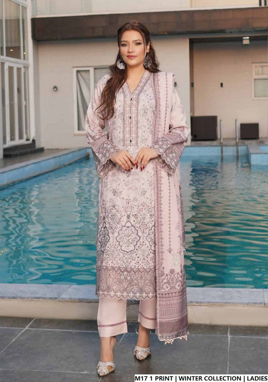 Lawn A-Line printed shirt - Pakistani women's casual summer outfit with cotton trouser and lawn dupatta front view