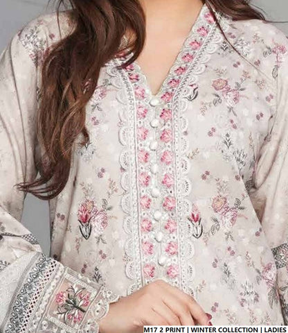 Pakistani women's lawn A-Line printed casual outfit back view