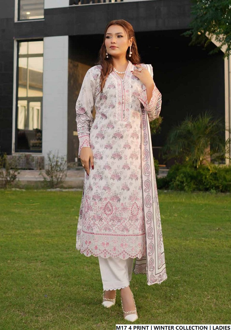 Lawn A-Line printed shirt - Pakistani women's casual summer outfit with cotton trouser and lawn dupatta front view