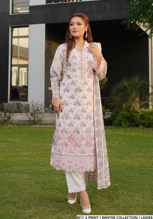 Lawn A-Line printed shirt - Pakistani women's casual summer outfit with cotton trouser and lawn dupatta front view