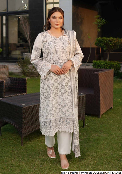 Lawn A-Line printed shirt - Pakistani women's casual summer outfit with cotton trouser and lawn dupatta front view