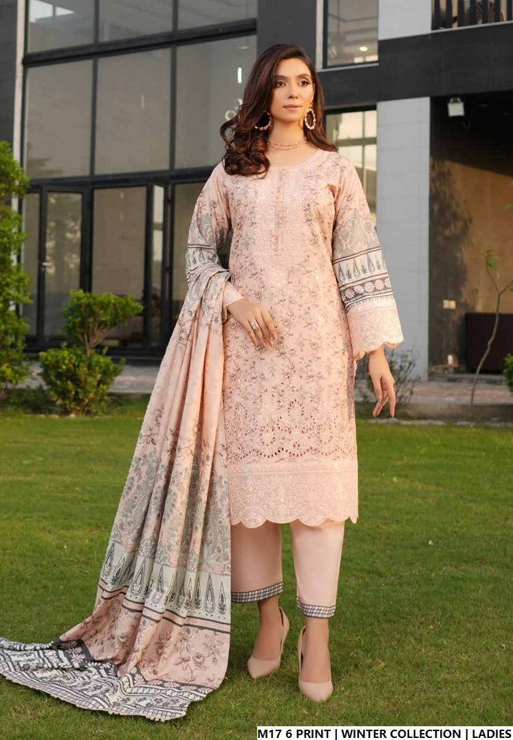 Lawn A-Line printed shirt - Pakistani women's casual summer outfit with cotton trouser and lawn dupatta front view