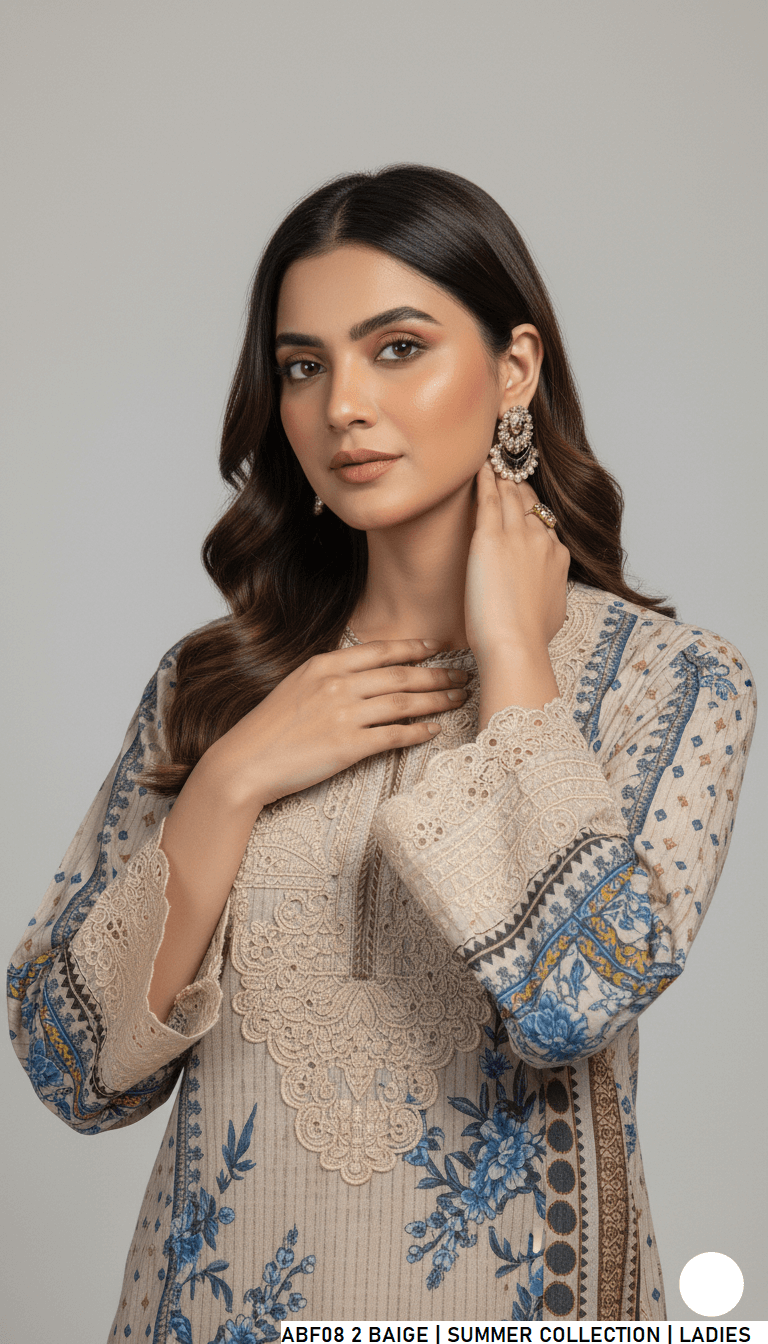 Pakistani women's lawn straight printed casual outfit back view