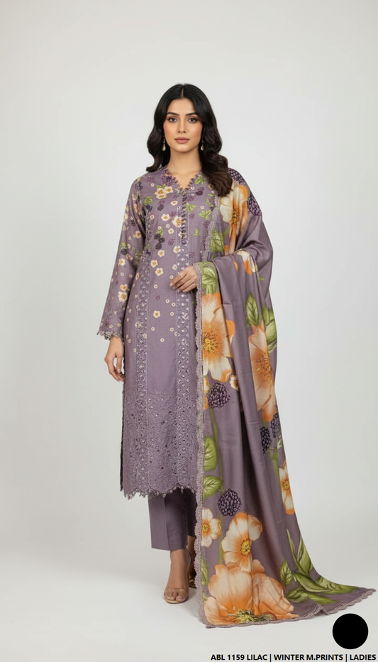 Pakistani women's printed lawn straight casual shirt side view