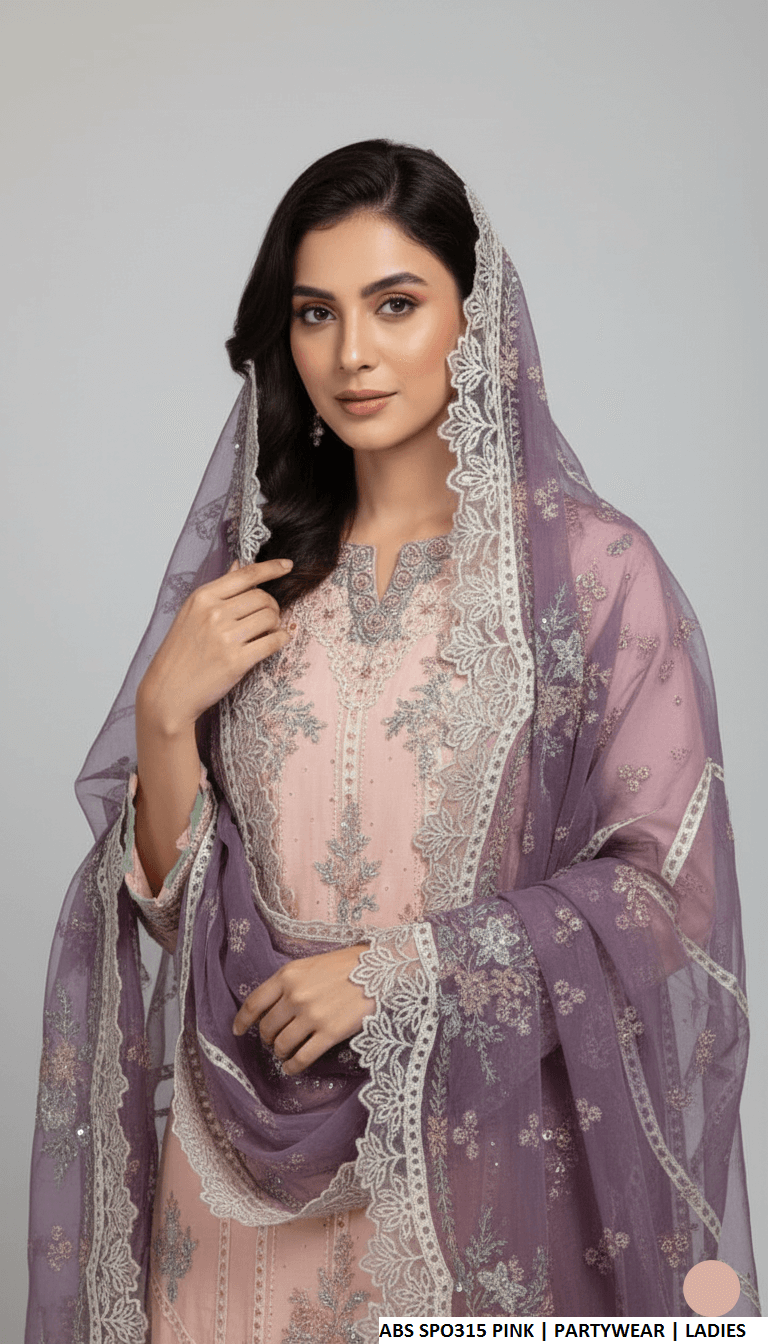 Pink chiffon Pakistani women's straight shirt with plazo side view