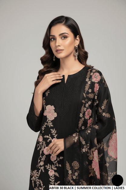 Black cotton Pakistani women's casual straight shirt side view
