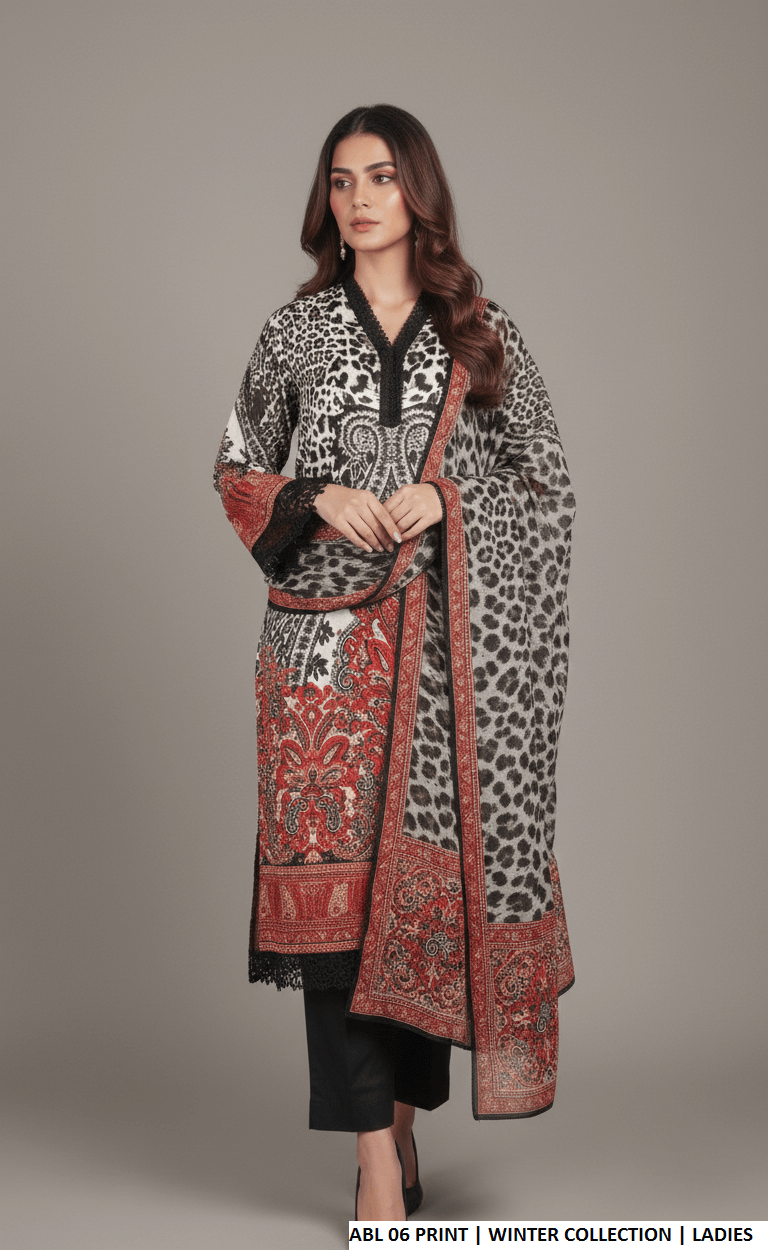 Pakistani women's printed lawn straight casual outfit back view