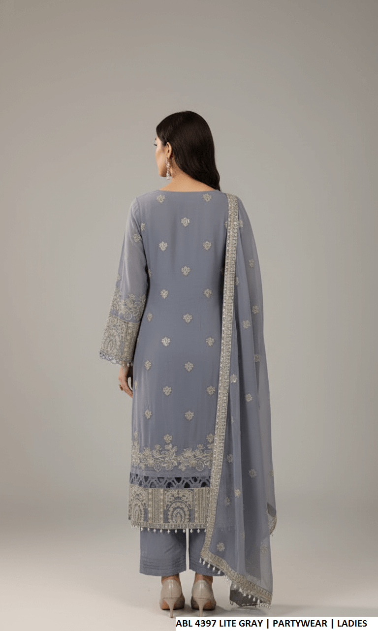 Light grey chiffon Pakistani women's straight shirt side view