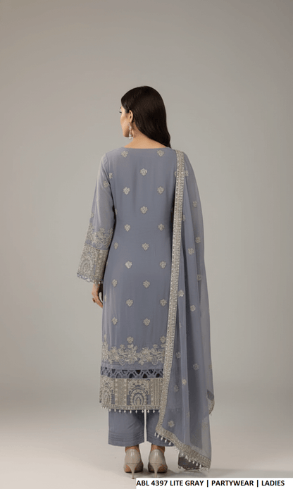 Light grey chiffon Pakistani women's straight shirt side view