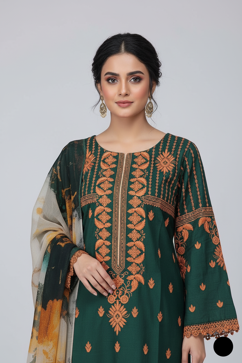 SG 1500 BOTTLE GREEN| FARSHI SHALWAR