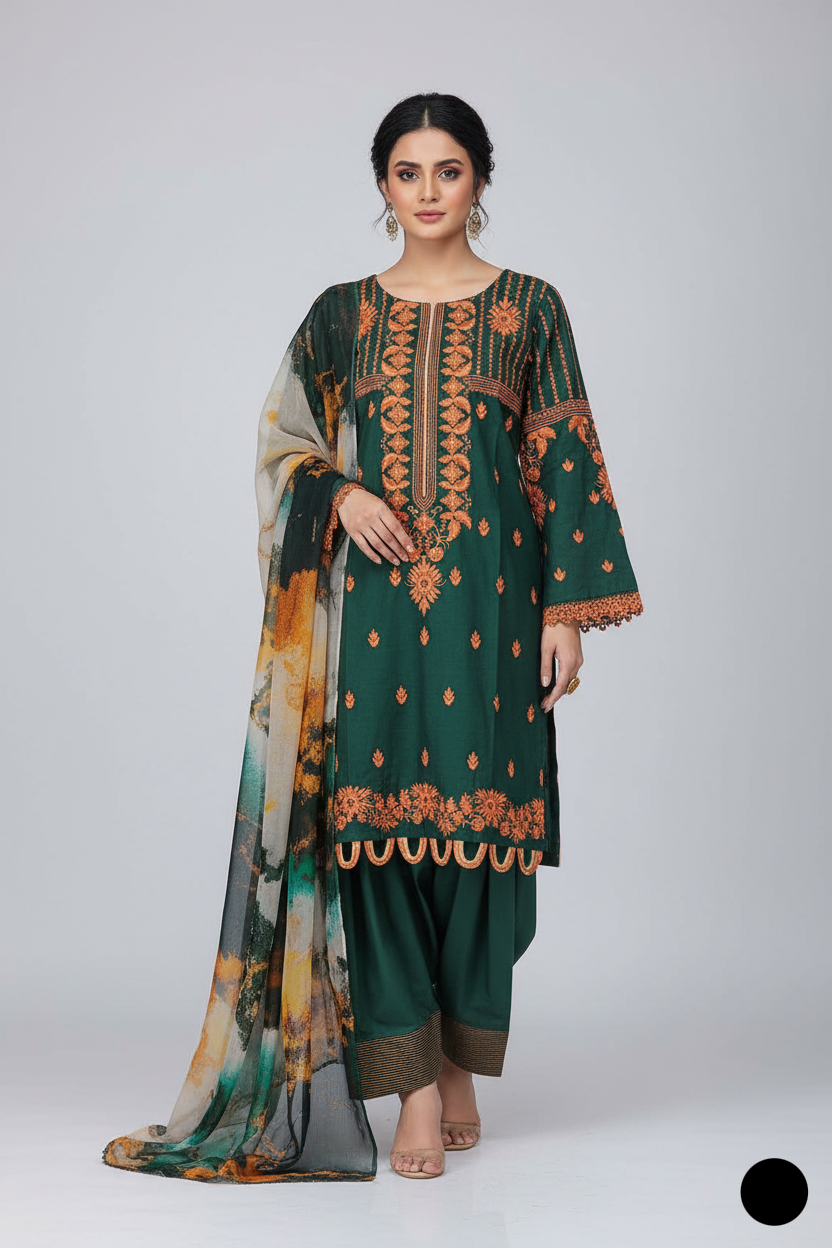SG 1500 BOTTLE GREEN| FARSHI SHALWAR