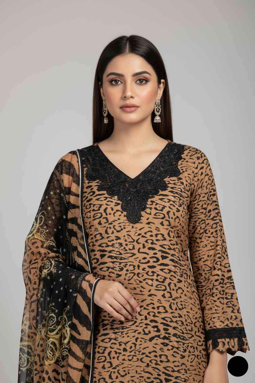 Pakistani women's lawn A-Line printed casual shirt side view