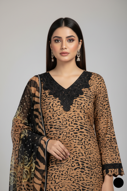 Pakistani women's lawn A-Line printed casual shirt side view