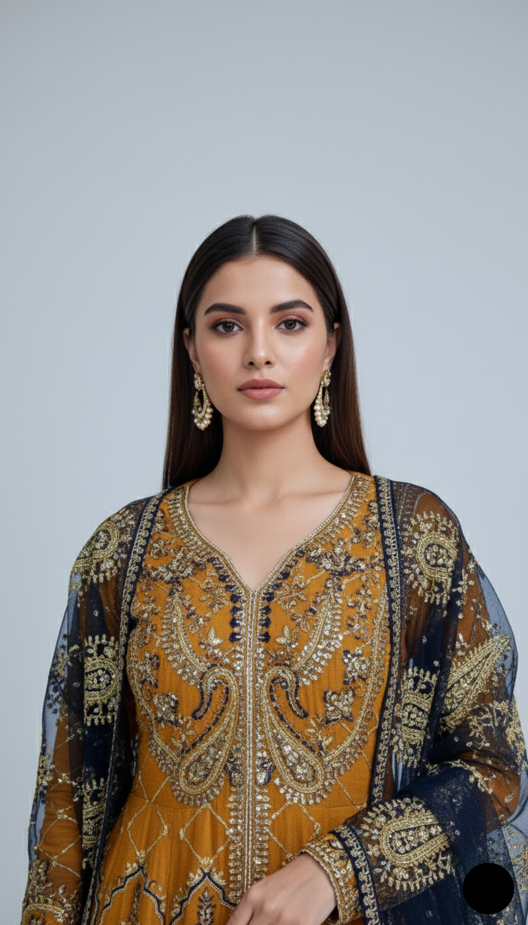 ABS 2766 chiffon Pakistani women's frock with grip plazo side view