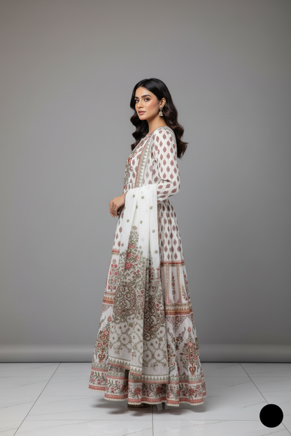 Pakistani women's chiffon printed straight shirt plazo detail view