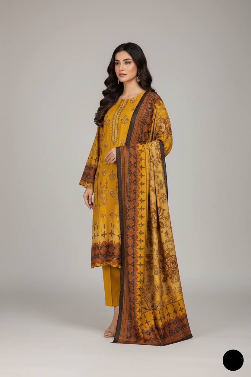 Elegant Dhanak straight shirt suit SG20 30 - Pakistani women's dress with digital shawl