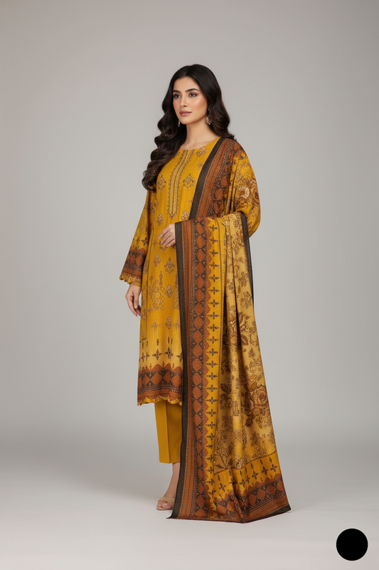 Elegant Dhanak straight shirt suit SG20 30 - Pakistani women's dress with digital shawl
