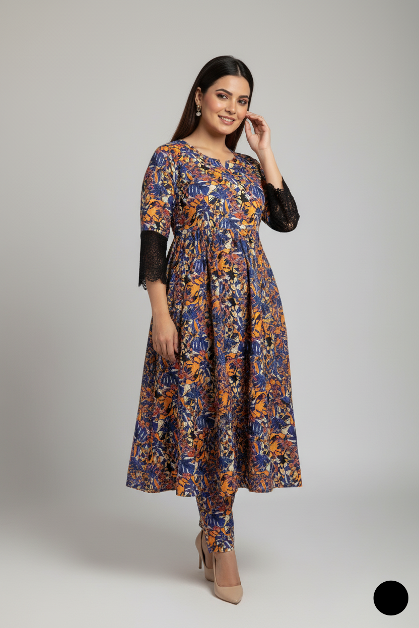 SG 02 RANG Pakistani women's lawn casual frock detail view