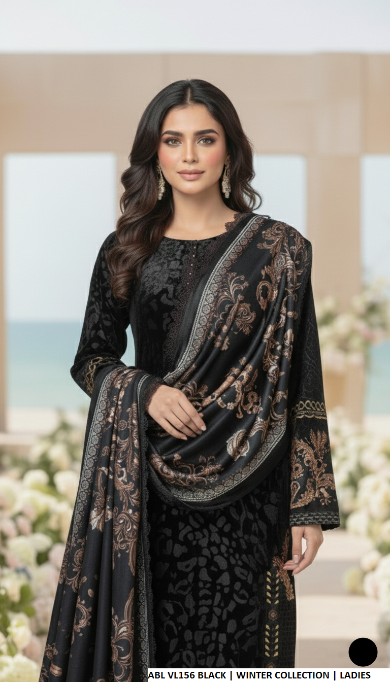 Pakistani women's black velvet straight shirt back view