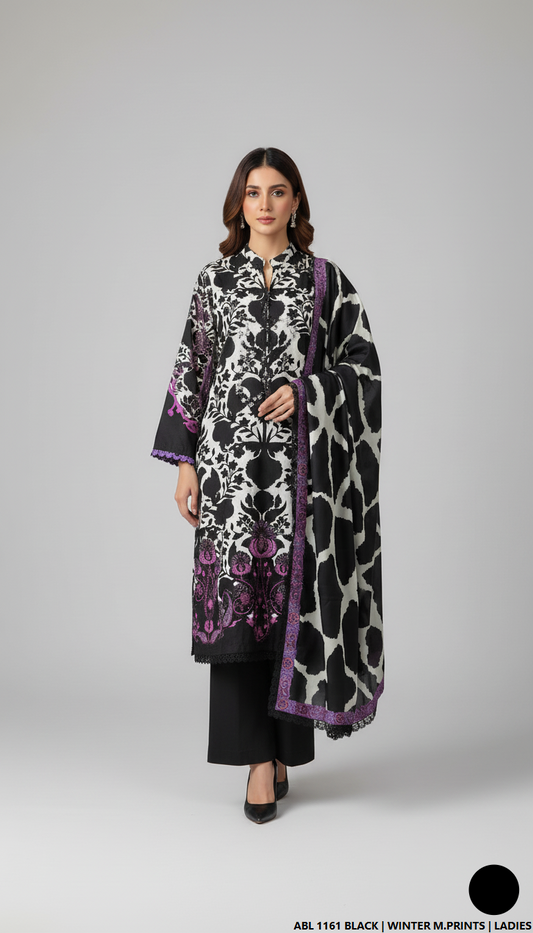 Pakistani women's printed lawn straight casual shirt side view