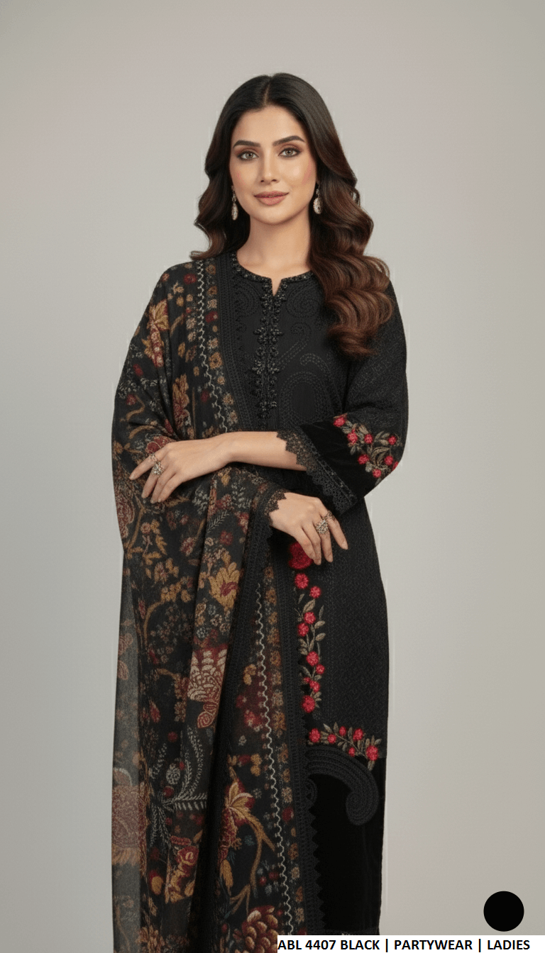 Black chiffon Pakistani women's straight shirt side view