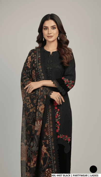 Black chiffon Pakistani women's straight shirt side view