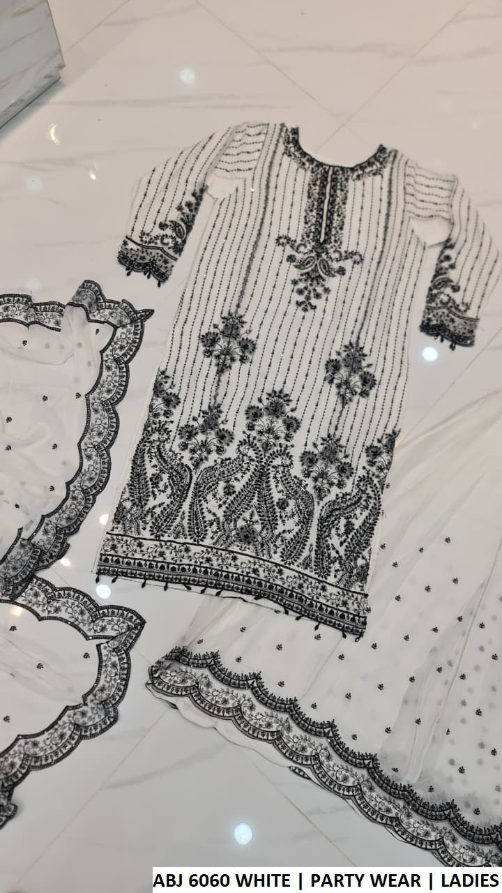 White soft chiffon Pakistani women's straight shirt plazo back view
