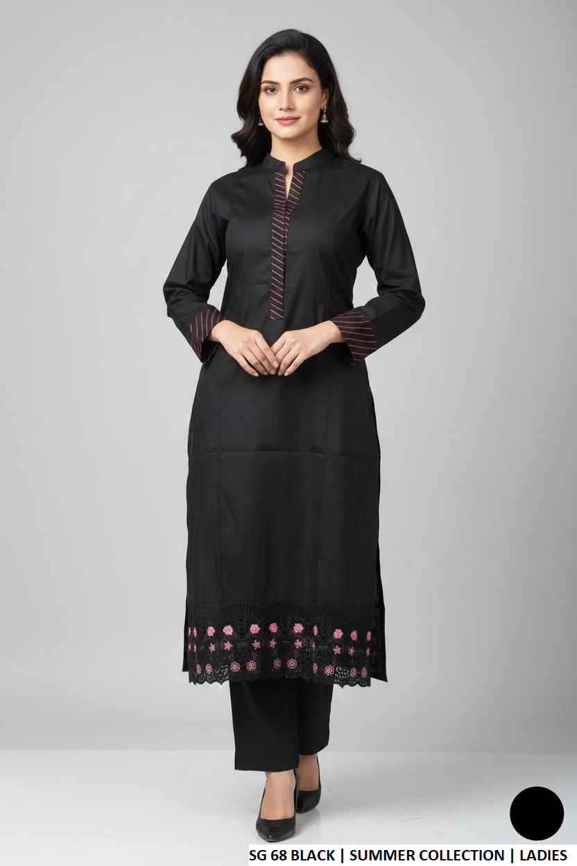 Cotton straight shirt tea pink - Pakistani women's casual everyday outfit front view