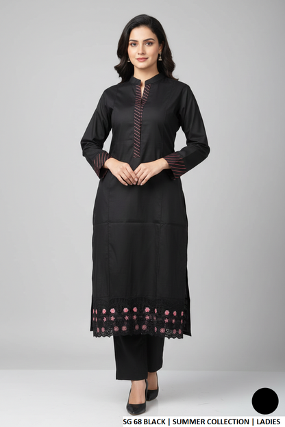 Cotton straight shirt tea pink - Pakistani women's casual everyday outfit front view