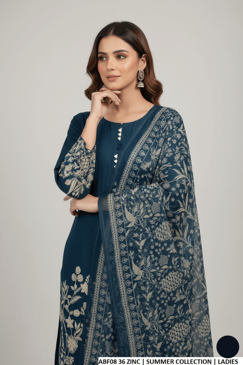 Zinc grey lawn Pakistani women's straight shirt with plazo side view