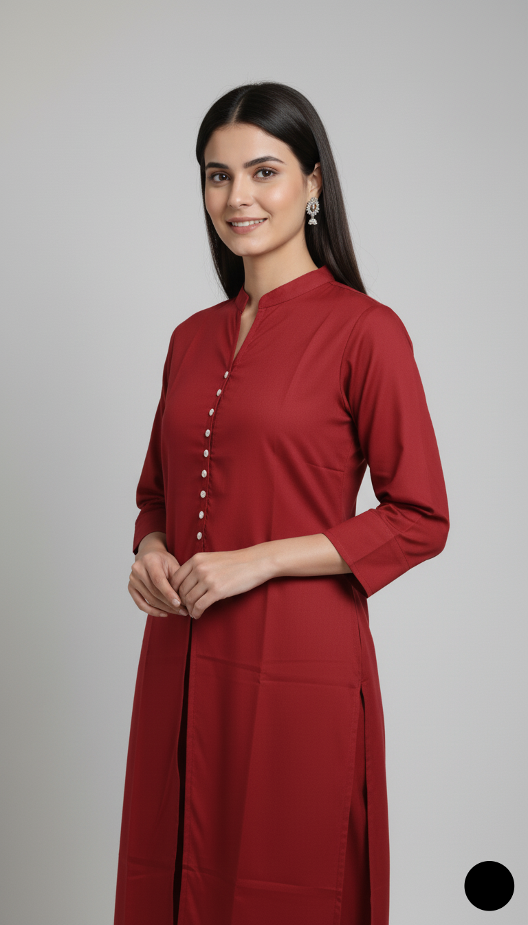 Red lawn Pakistani women's 2-piece casual summer suit back view