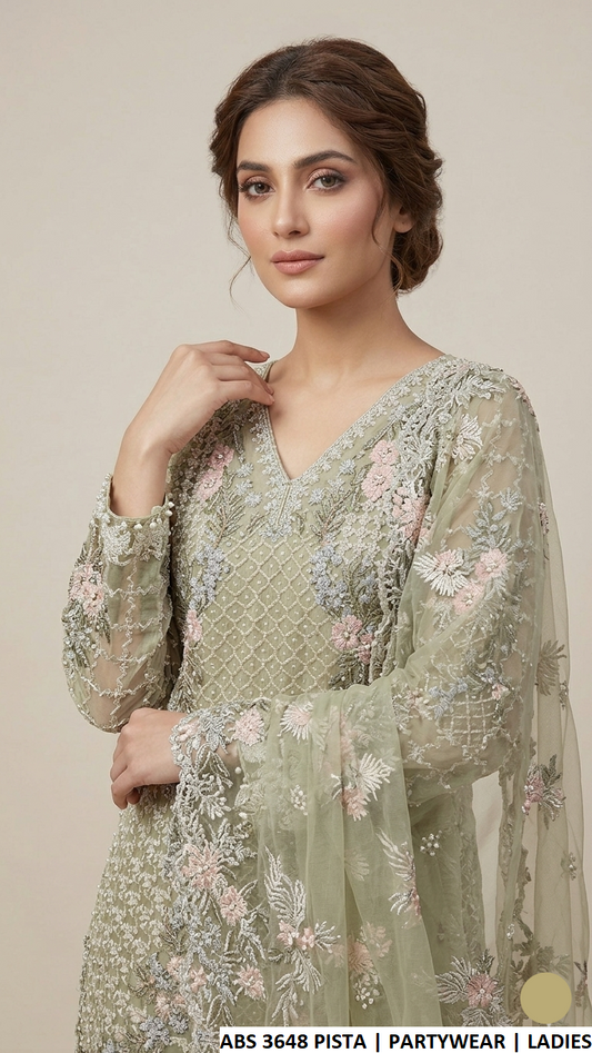 ABS 3648 PISTA - Pista Organza Straight 3-Piece Women's Pakistani Suit
