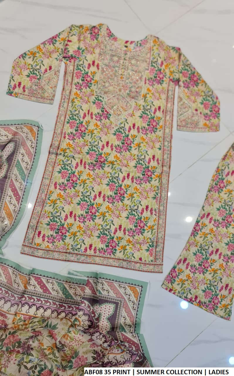 Pakistani women's lawn straight printed shirt plazo back view