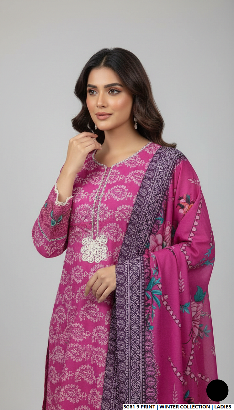 Pakistani women's lawn A-Line printed casual shirt side view