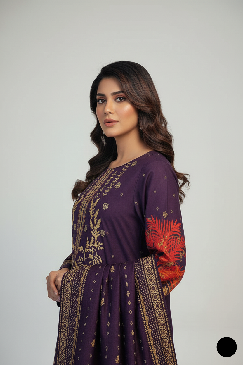 SG20 44 Print casual Pakistani women's dress - breathable versatile style for family gatherings