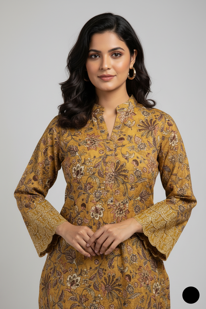 Pakistani women's lawn A-Line printed casual shirt side view