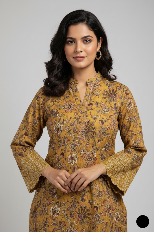 Pakistani women's lawn A-Line printed casual shirt side view