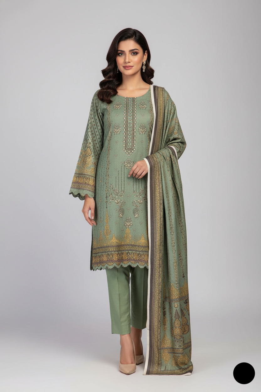 Luxury Dhanak straight shirt 3-piece suit SG20 37 - smooth fabric Pakistani women's ensemble