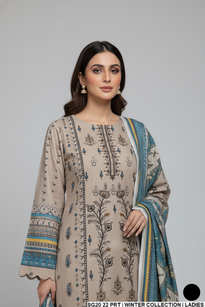 Dhanak straight shirt SG20 22 - stylish Pakistani women's casual semi-formal suit side view