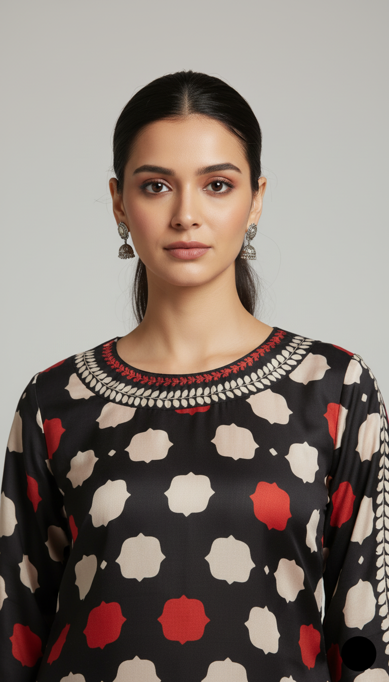 Pakistani women's lawn 2-piece printed casual suit side view